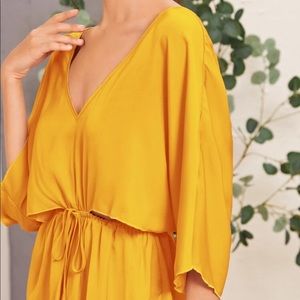 Batwing Sleeve Cut Out Waist Jumpsuit